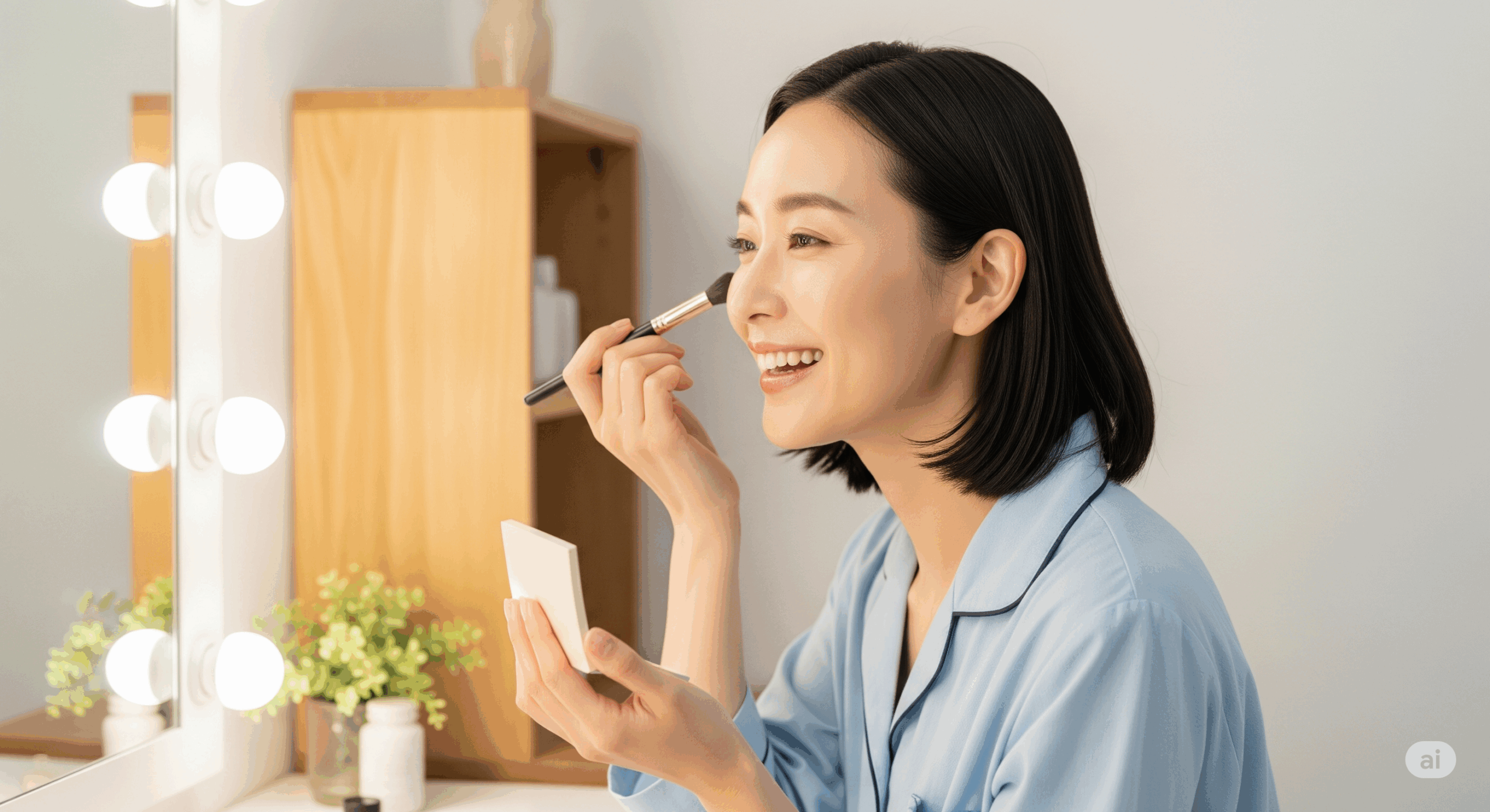 メイクを楽しむ女性