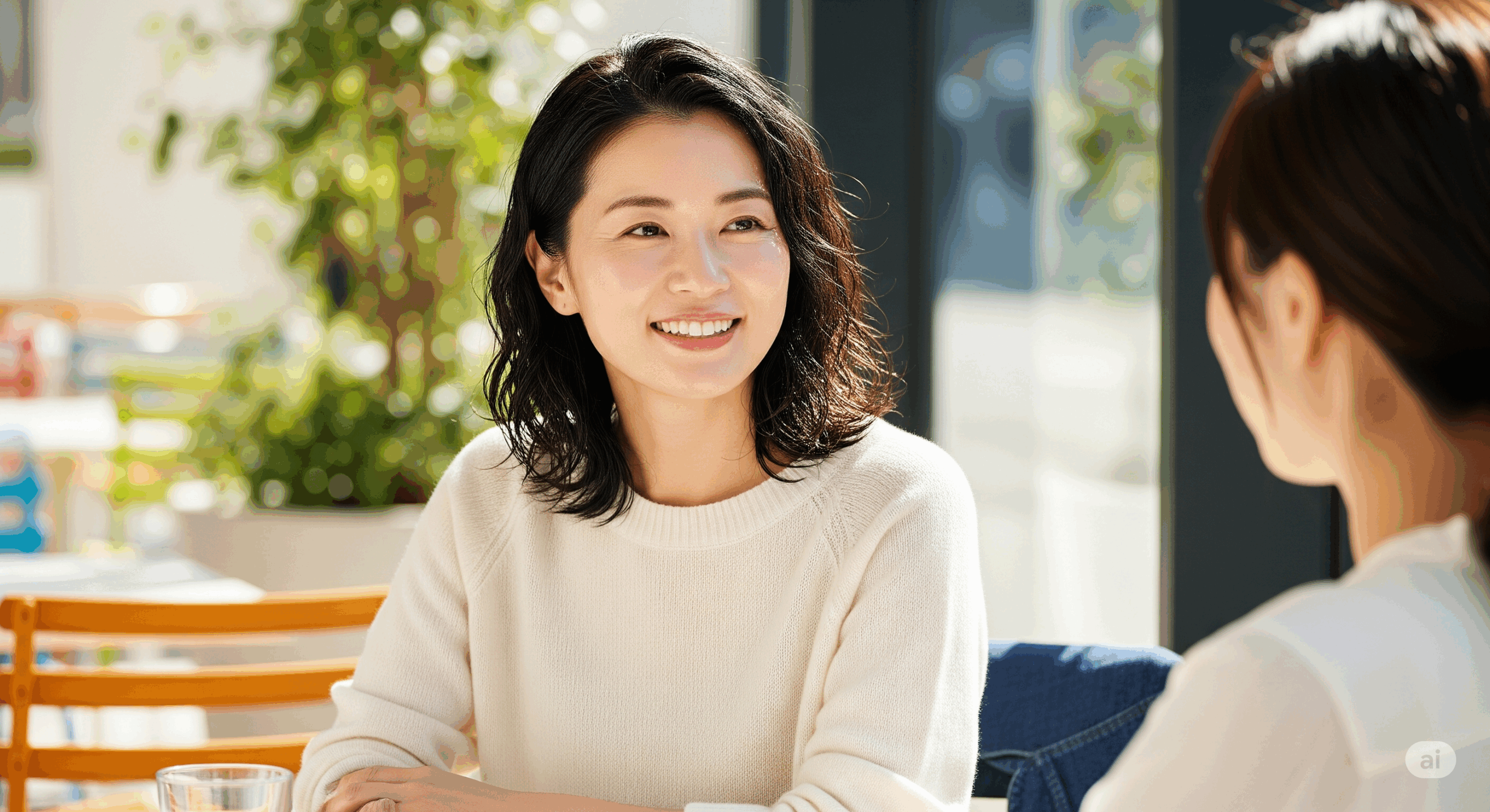 テサランフェイスを使って外出先でも汗を気にせず快適に過ごす女性