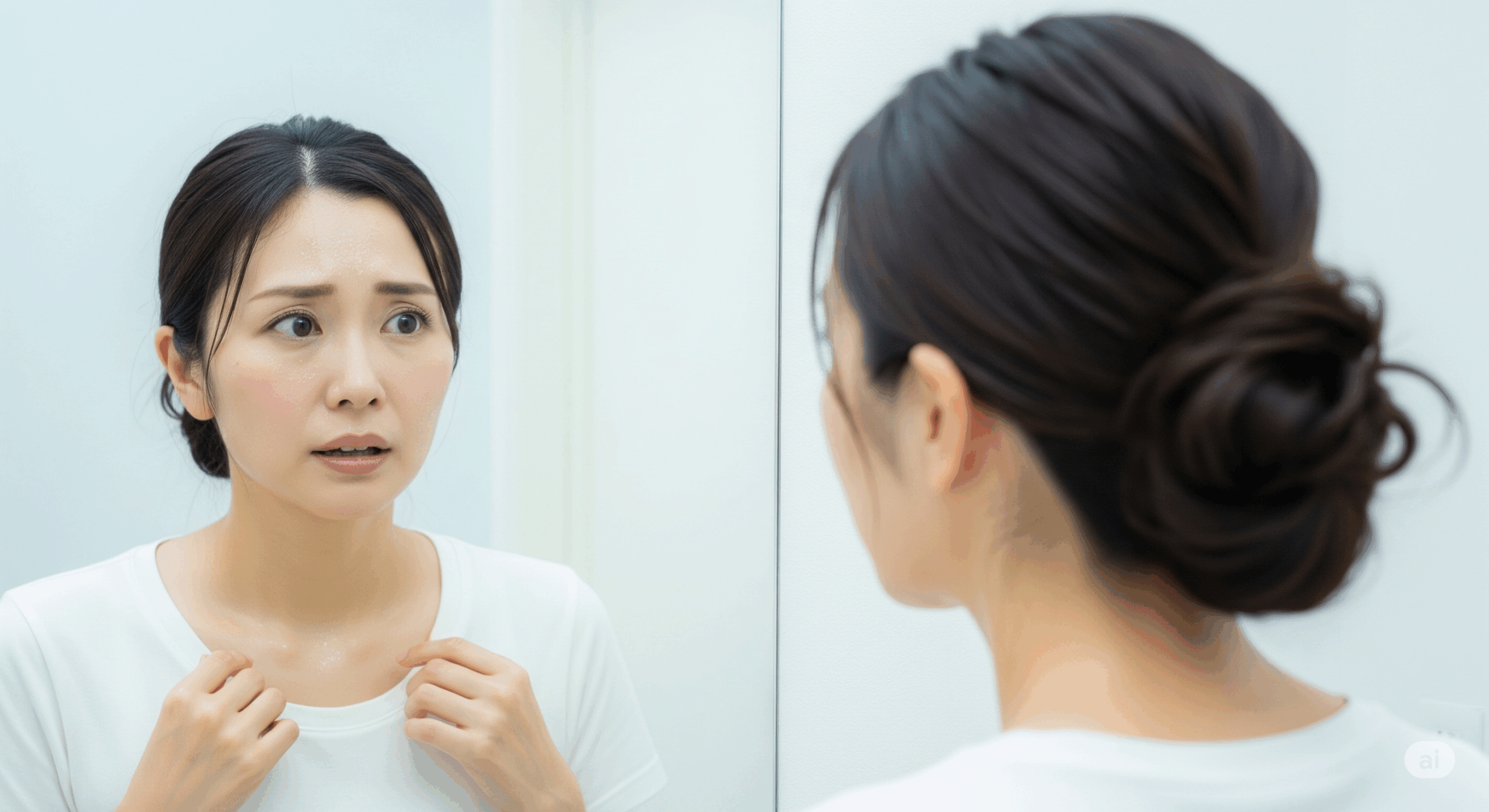 顔汗に悩む女性